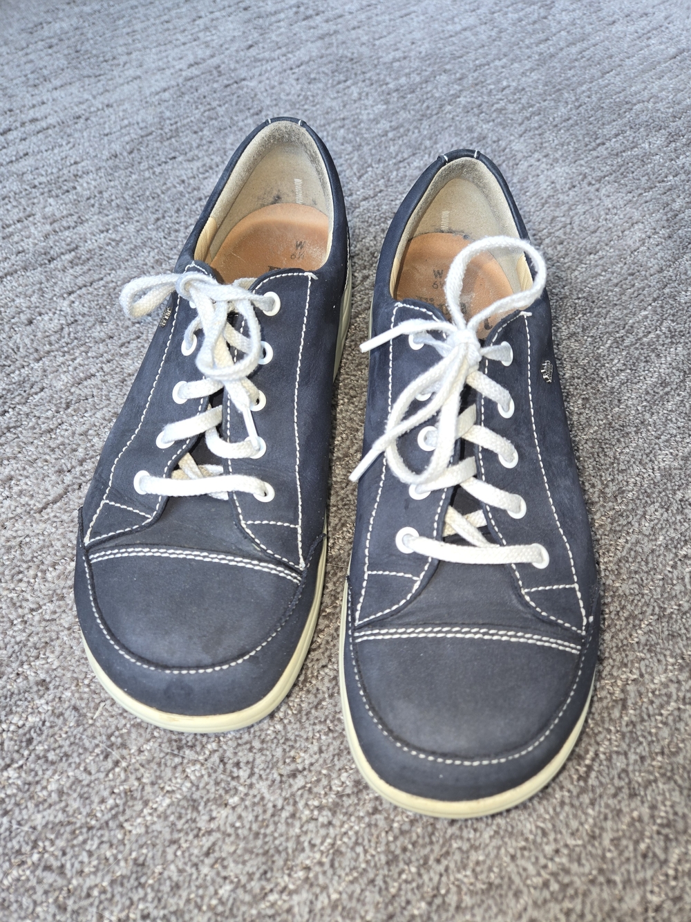 Finn Comfort Women's Blue Suede Lace-Up Soho Sneakers Size 8.5 W EU 39